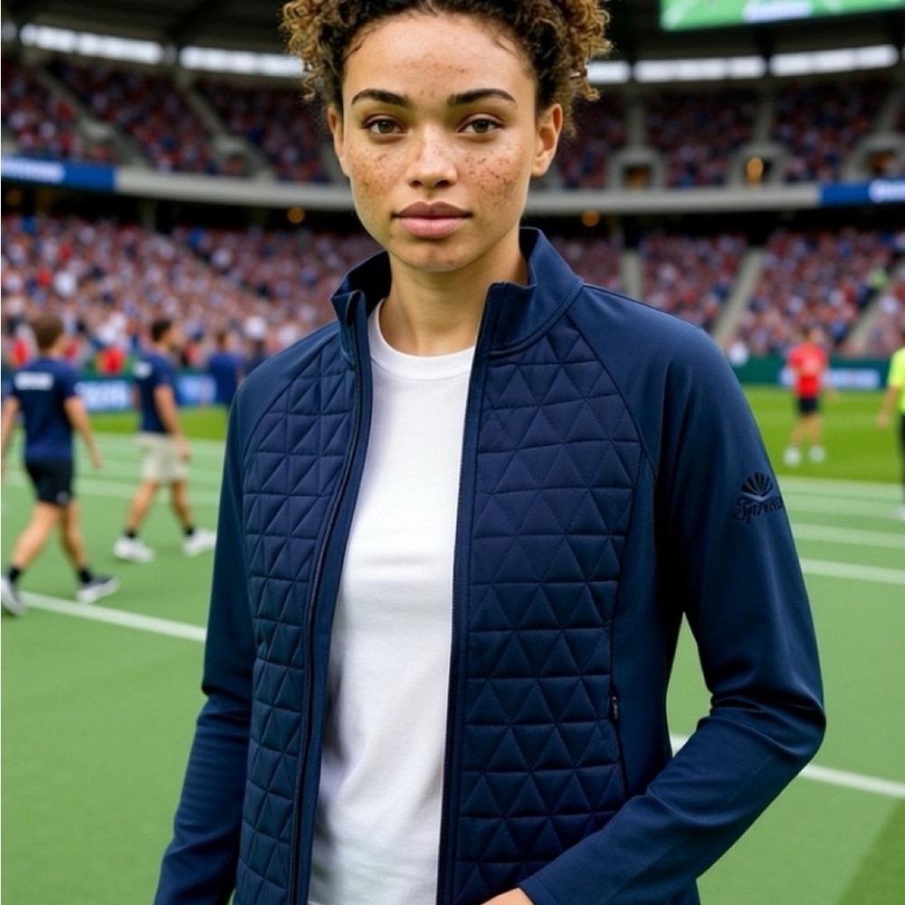 Women's Quilted Front Bomber Jacket - Navy